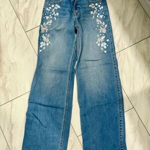 Abercrombie Kids Blue Floral Wide Leg Jeans